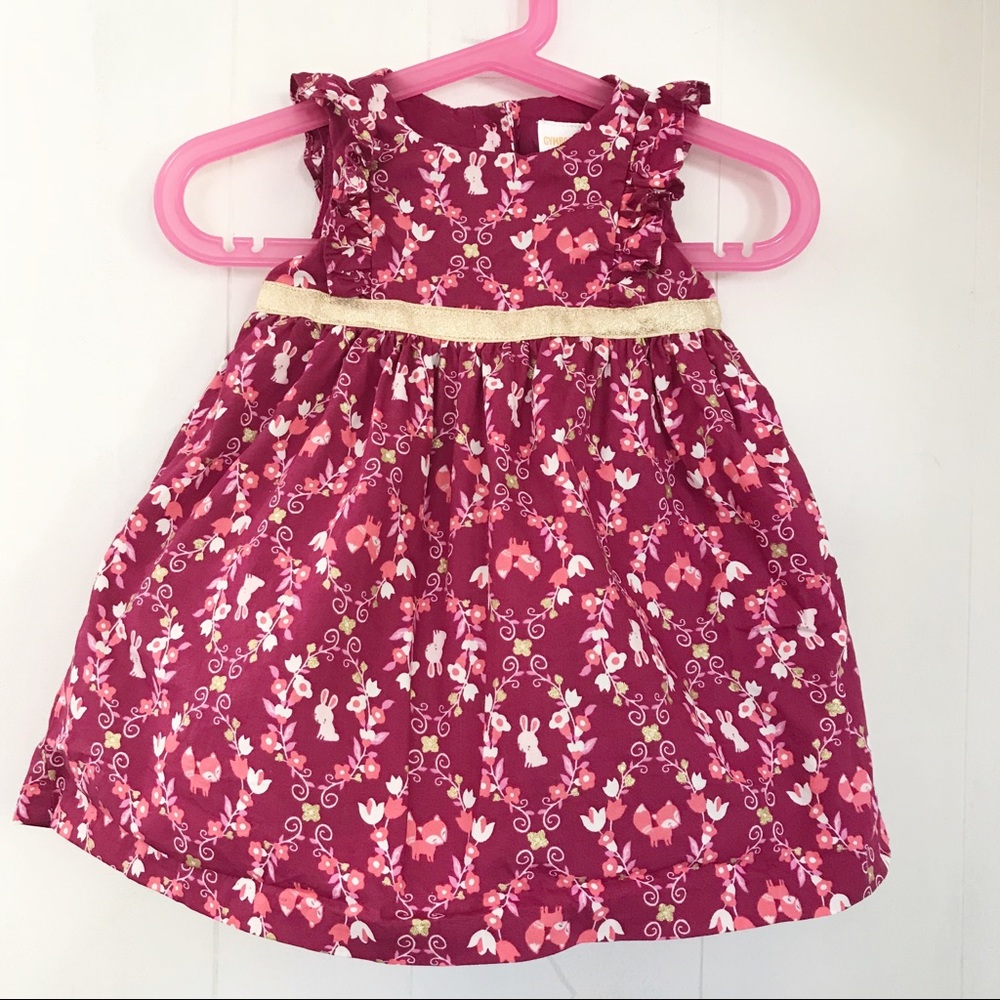 Gymboree | Burgundy Fox & Bunny Party Dress